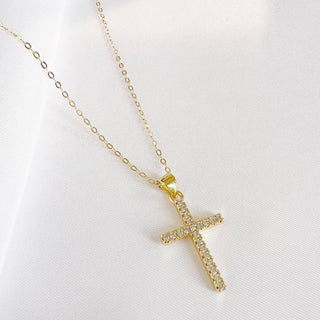 Cross Religious Cz Necklace Gold Filled