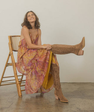 The Samara Brown Embroidered Western Tall Boot | Laciann Collective
