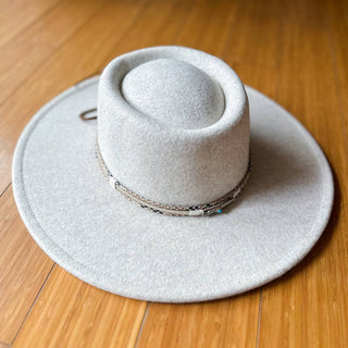 Oatmeal Fedora with Multi-Accent Faux Leather Trim