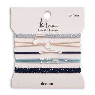 Dream Shades of Blue with Silver Accents Hair Tie Bracelets