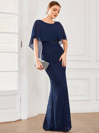 Fishtail Ruffles Sleeves Mother of Bridesmaid Dress