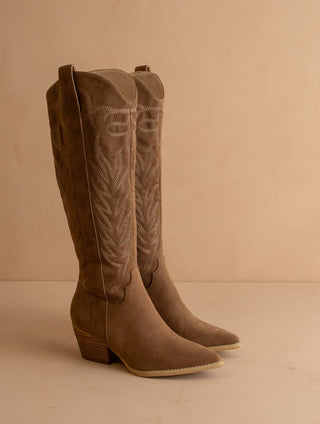 The Samara Brown Embroidered Western Tall Boot | Laciann Collective