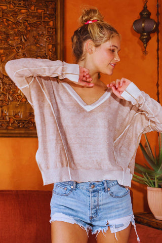 Soft Washed Pullover – Cozy Taupe Sweater