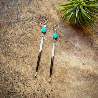 Porcupine Quill & Turquoise Earrings - Silver