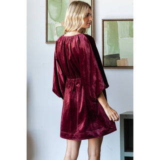 Holiday Glow Velvet V-neck Short Dress