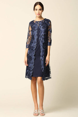 Short Mother of Bride Attached Jacket Dress
