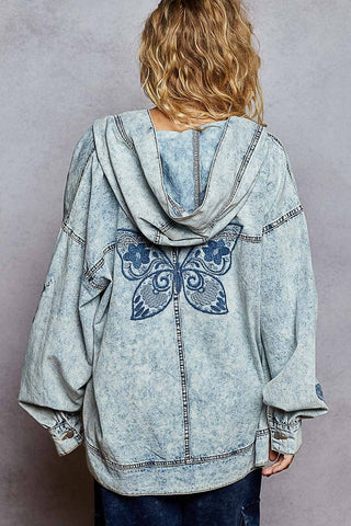 Vintage Denim Embroidered Cardigan Jacket | Laciann Collective
