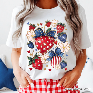 Patriotic Boho Strawberries Bouquet T-Shirt
