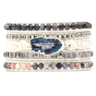 Labradorite White Jade & Druzy Wrap Bracelet