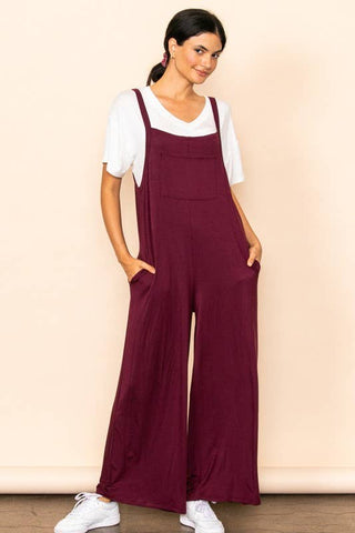 Wide Leg Overall Jumper with Bib & Side Pockets