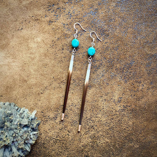Porcupine Quill & Turquoise Earrings - Silver