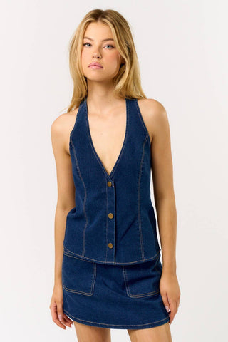 Cutesy Denim Halter Vest