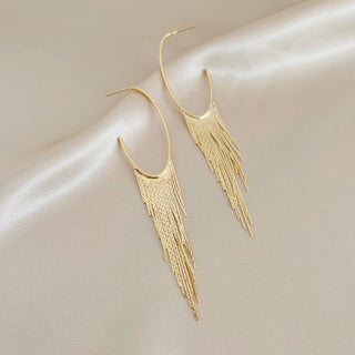 Cascading Fringe Hoops Earrings Gold Filled