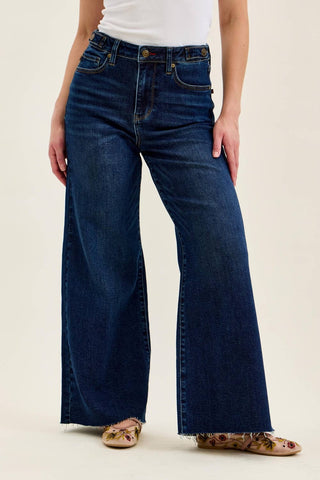 Judy Blue Petite High-Waist Retro Wide-Leg Jeans in Dark Wash