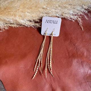 Mini Feather Earrings - Ginger Grizzly / Gold