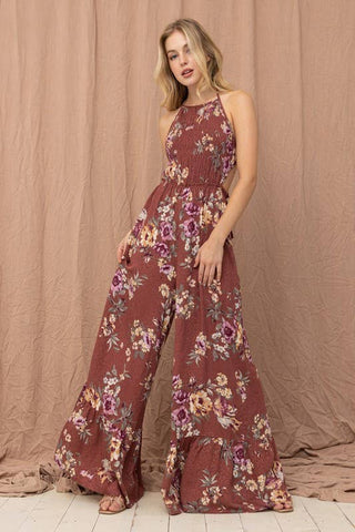 Bloomhaven Halter Wide Leg Jumpsuit