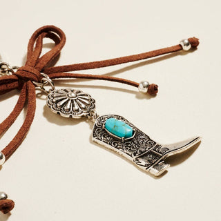 Semi Precious Stone Cowgirl Boot Bag Charm Keychain