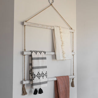 Hudson Hanging Blanket Ladder White Wood