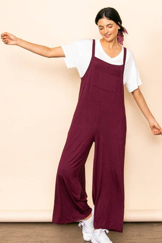 Wide Leg Overall Jumper with Bib & Side Pockets