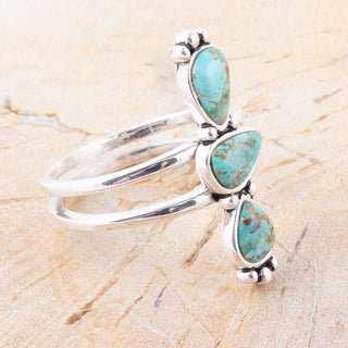 Linear Triple Stone Turquoise & Sterling Silver Ring