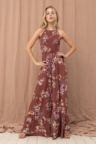 Bloomhaven Halter Wide Leg Jumpsuit