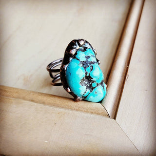 Blue Turquoise Ring in Antique Copper