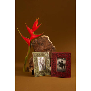 Meadows Green Embossed Leather Picture Frame