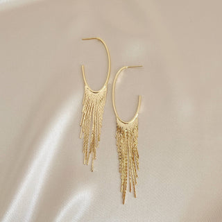 Cascading Fringe Hoops Earrings Gold Filled