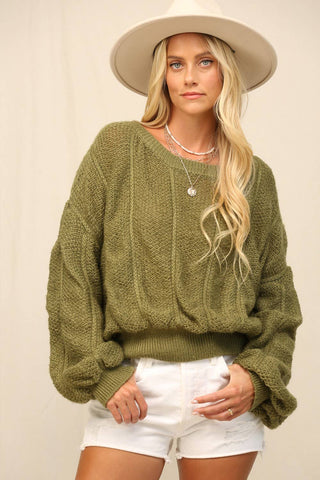Exaggerated Ruching Sleeve Pullover | Laciann Collective