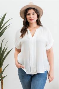 Whisper White V Neck Blouse
